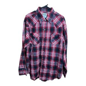ELY Cattleman Red Plaid Pearl Snap Western Shirt XXL Red & Black